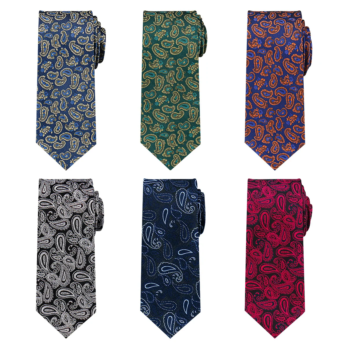 High Quality Paisley Tie 6 Pcs Elegant Fashion Men Tie Set 6 Luxury Ties Suit Accessory Wedding Formal Party Selected Men Gifts