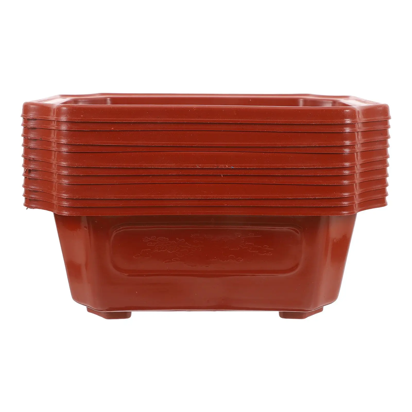 10 pçs retangular bonsai pote quadrado vaso de flores grandes plantadores plástico vermelho recipiente jardinagem interior leve prático