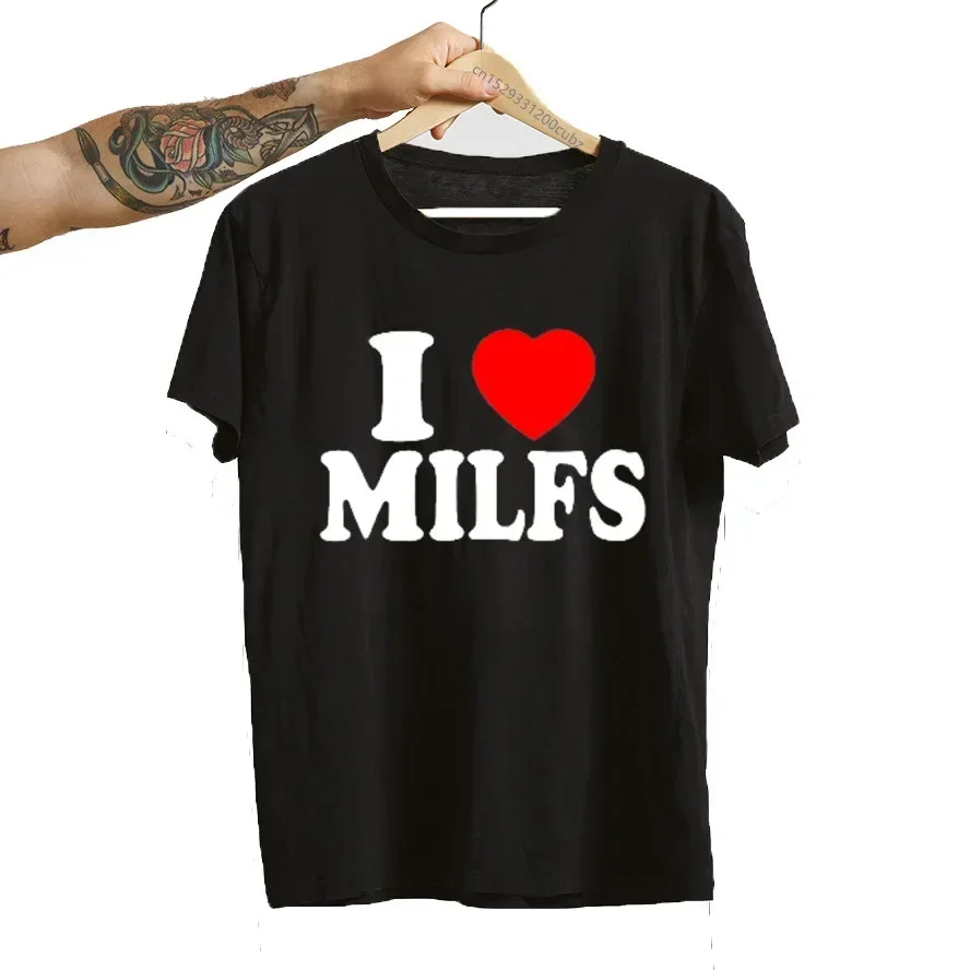 

Женская хлопковая Футболка с принтом «I Love MILFS I Heart»