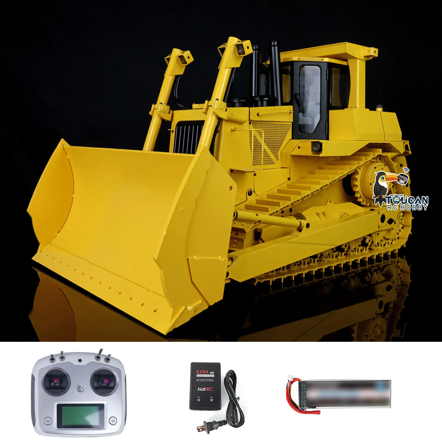 

DXR2 Metal RC Hydraulic Bulldozer 1/14 Radio Control Dozer Construction Vehicle with 201 Sound Module Toy THZH1819