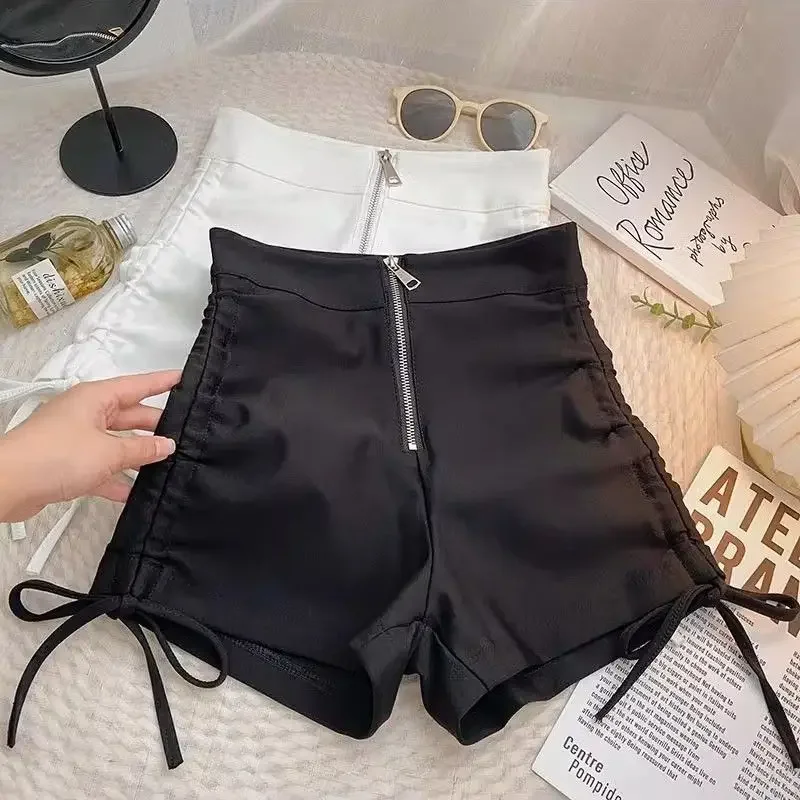 Shorts Women Casual Solid Shirring Summer High Waist Zipper All-match Korean Fashion Trendy K-pop Skinny Hot Girls 3XL Prevalent