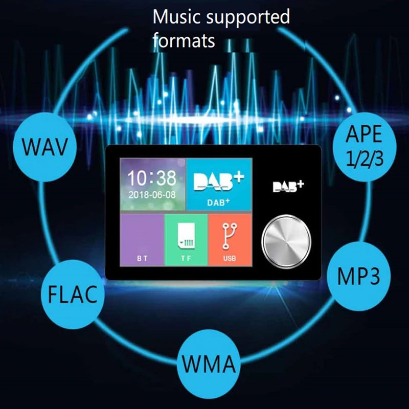 

2. 8-дюймовый цветной экран DAB/DAB + Цифровое автомобильное радио для европейских автомобилей видео дисплей FM передатчик MP3 AUX приемник