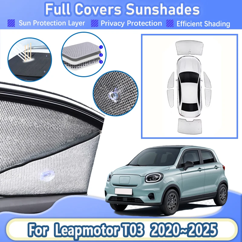 

For Leapmotor T03 2020 2021 2022~2025 Car Window Sunshade Reflector Shade Visor UV Blocking Sunshade Windshield Cover Auto Parts
