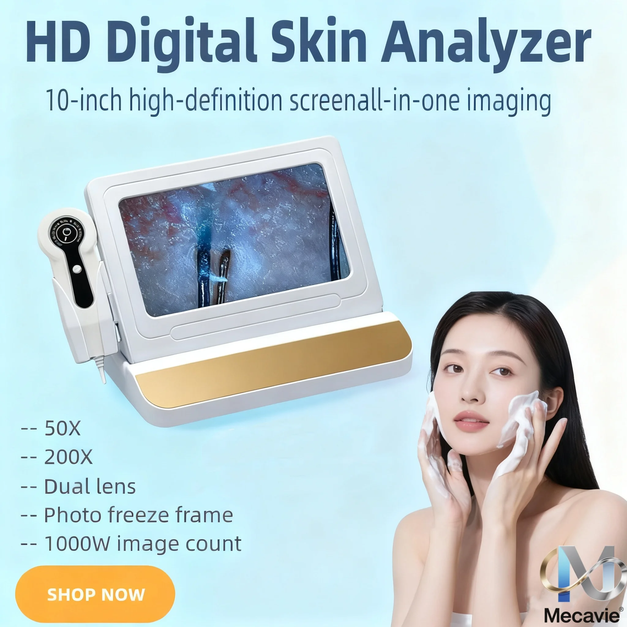 2026 NEW HD Digital Skin Analyzer Professional Hair Scalp Camera Detector Hair Follicle Oil Moisture Test Device 10inch 50/200X