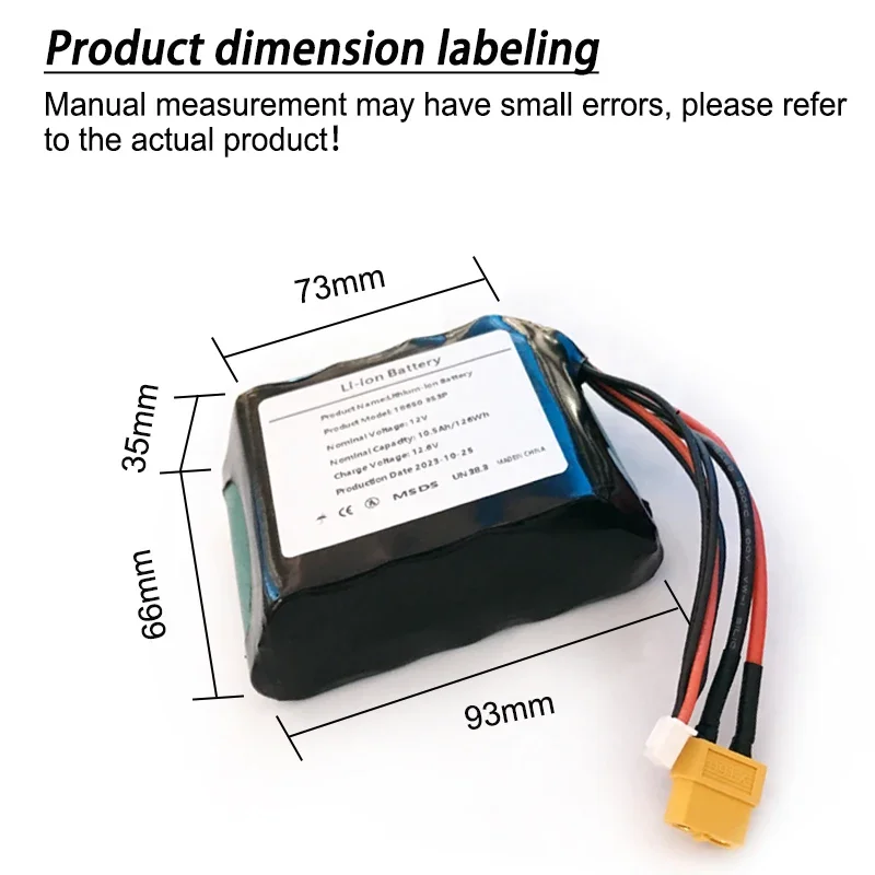 3S3P 12V 10500mAh High Capacity UAV Rechargeable Li-ion Battery for Various RC Airplane Quadrotor, with Connector XH2.54+XT60