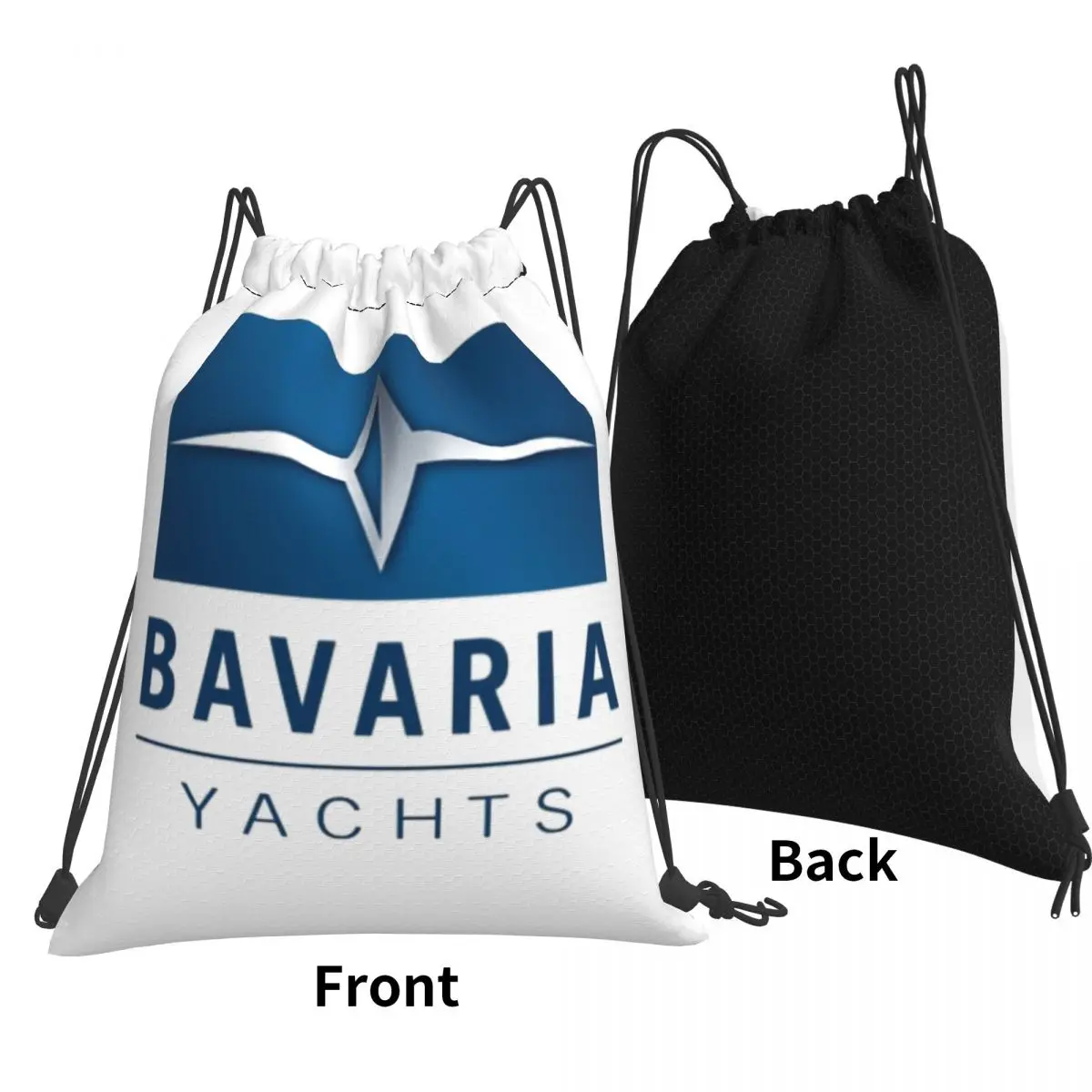 Bavaria Yachts Blue Silver Logo Backpacks Portable Drawstring Bags Sundries Bag Book Bags for Travel School