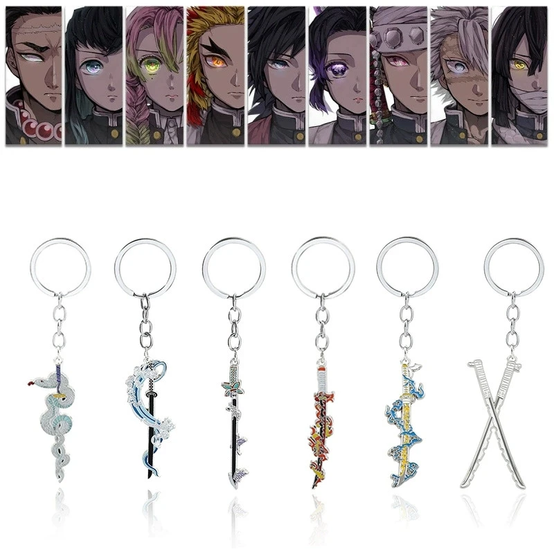 Anime Demon Slaye Sword Keychains Mini Japanese Katana Collection Souvenir Key Chains Enamel Pin Pendant Decor Exquisite Gifts