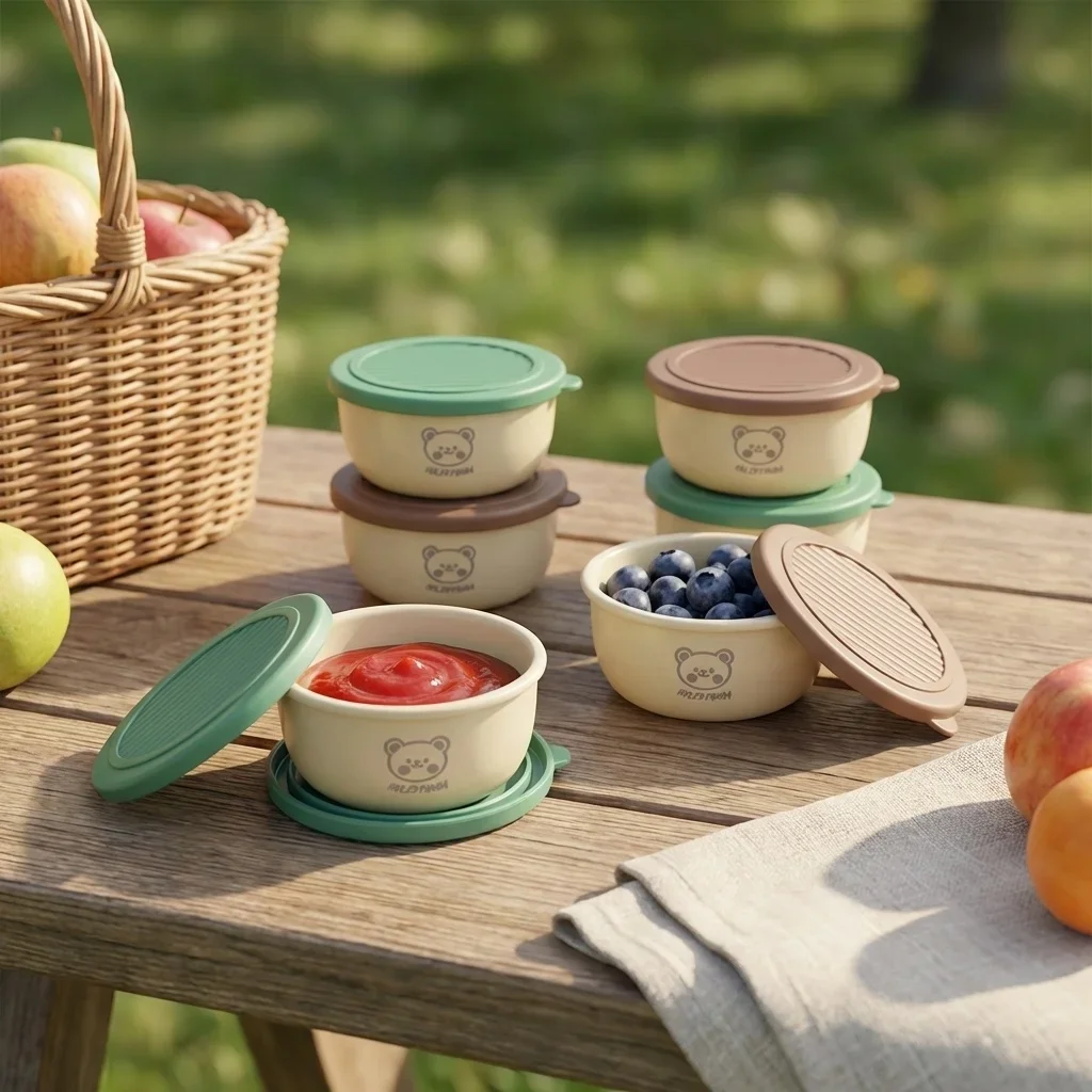 2/6 Pcs Reusable Sauce Dish Picnic Portable Leak-proof Plastic Dipping Sauce Bowl With Lid 50ML Salad Dressing Sauce Container