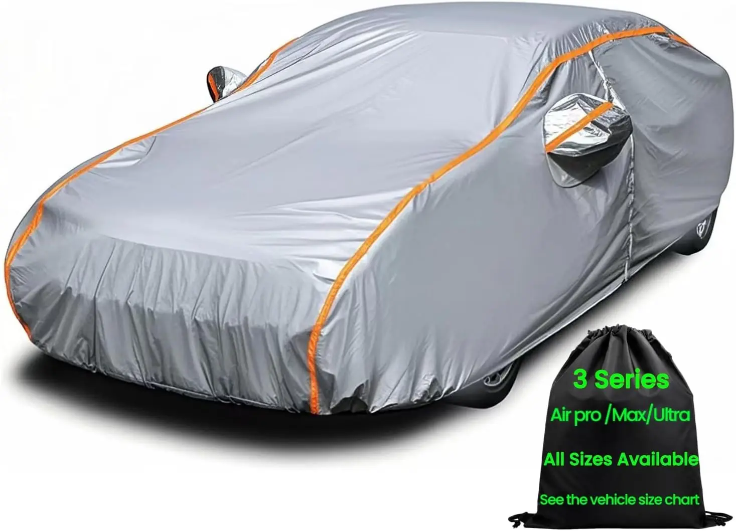 

All-Weather Waterproof Car Cover with Snow Protection, Fits Sedans 186" to 194", UV and Rain Shield