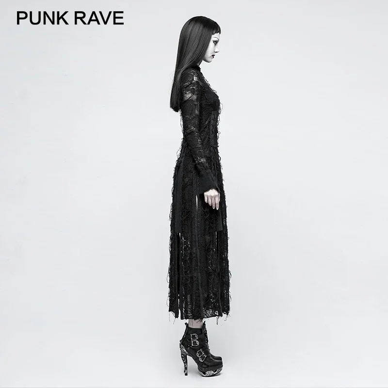 PUNK RAVE New Gothic Retro Lace Rope Dress Women Steampunk Long Sleeve Sexy Dresses Rock Party Club Lady Bandage Clothes