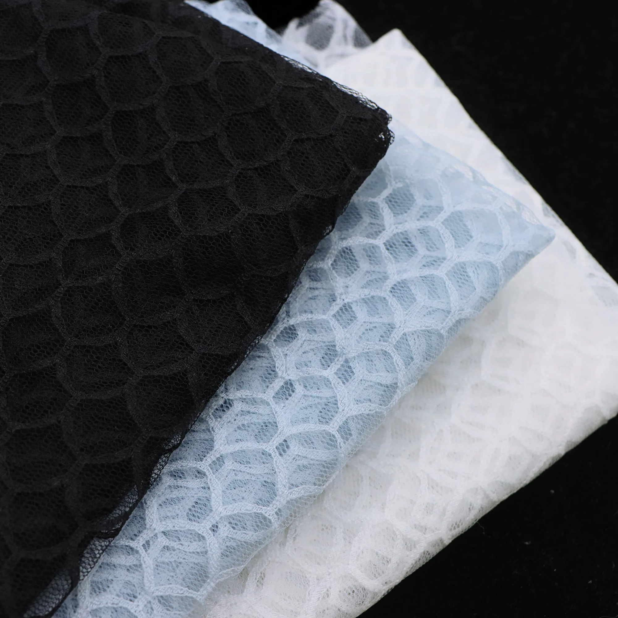 Pre-cut 1pc Fish Scales Lace Fabric,Mermaid Scales Mesh Gauze,19.69x57.09inch（50x145cm),For DIY Throw Pillows