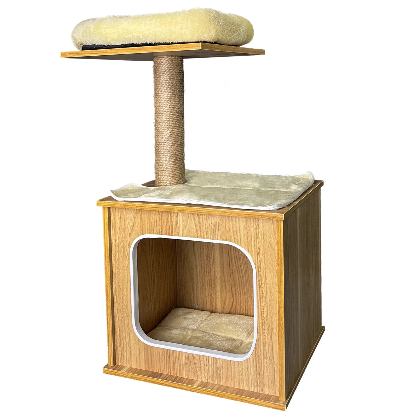 Cat Tree, 44cm Cat Scratching Post, Level Stable Cat Tower with Cat House, Cat Tree for Indoor Cats for Climbing Playing