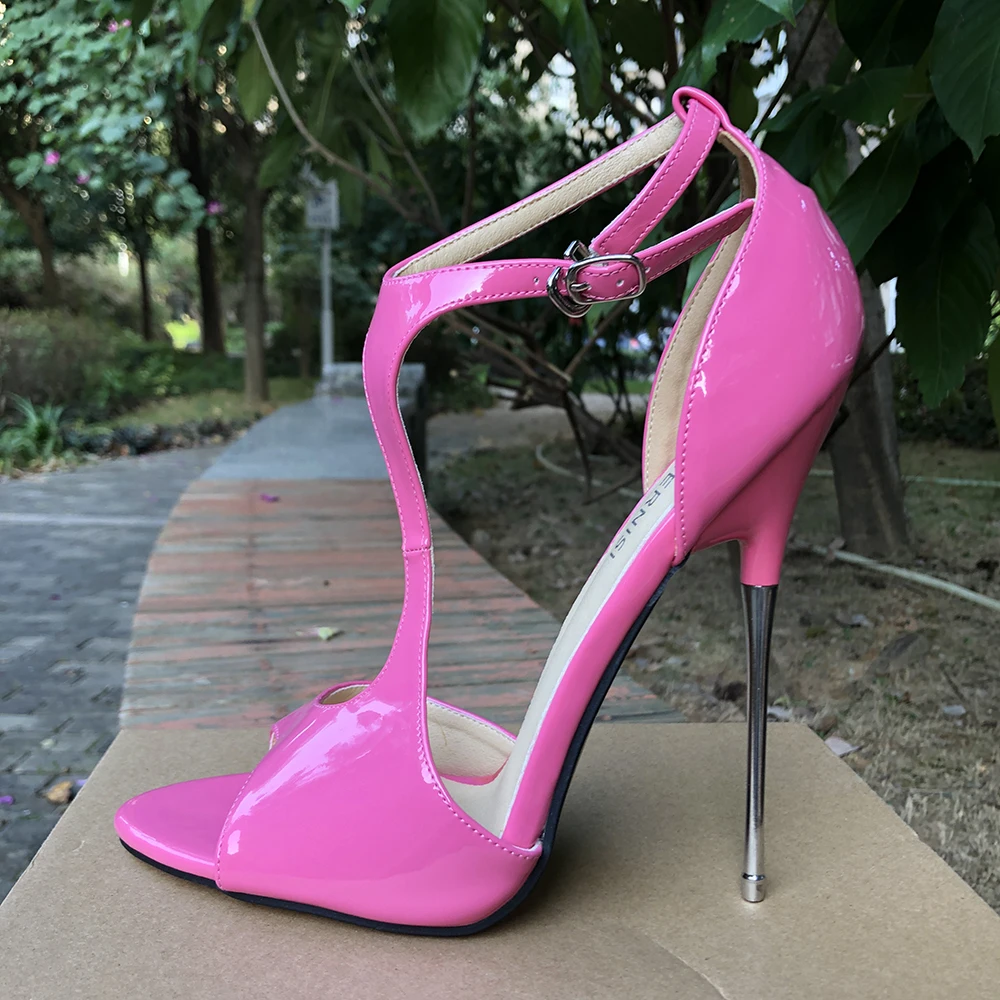 Women New Sexy Pumps 16cm Extreme Metal High Heels Pink Fashion Stilettos Fetish Cross Dresser Model Show Party Man Unisex Shoes