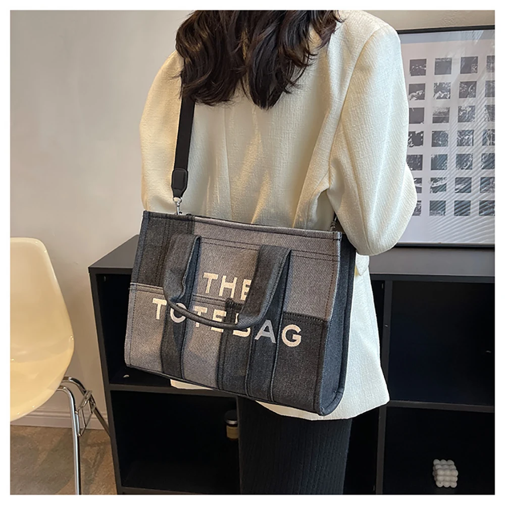 

Casual Canvas Bag The Tote Bag Portable Denim Handbag Woman Lady Patchwork Designer Tote Bags For Women Crossbody Bag