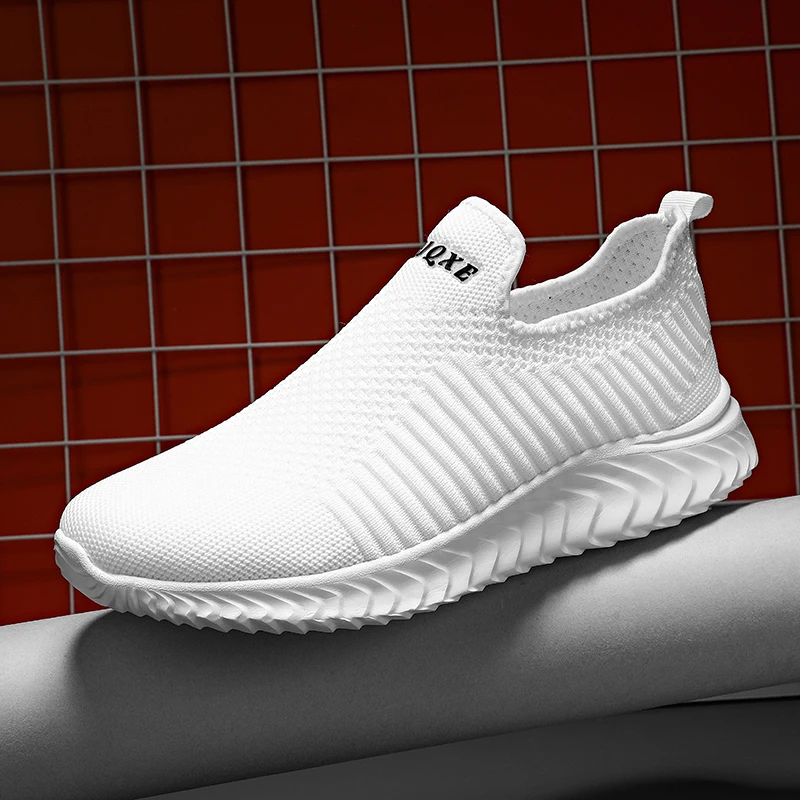 

Men sneakers light set feet fly woven casual mesh summer walking fashion solid color sports vulcanized men's shoes