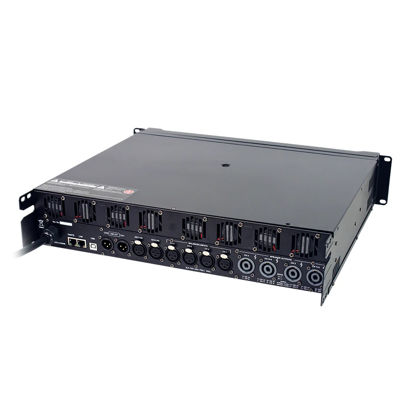 DSP10000Q AES FIR Amplificador de potência de comutação de palco profissional 2U DSP amplificador de matriz de linha de áudio multifuncional de alta qualidade