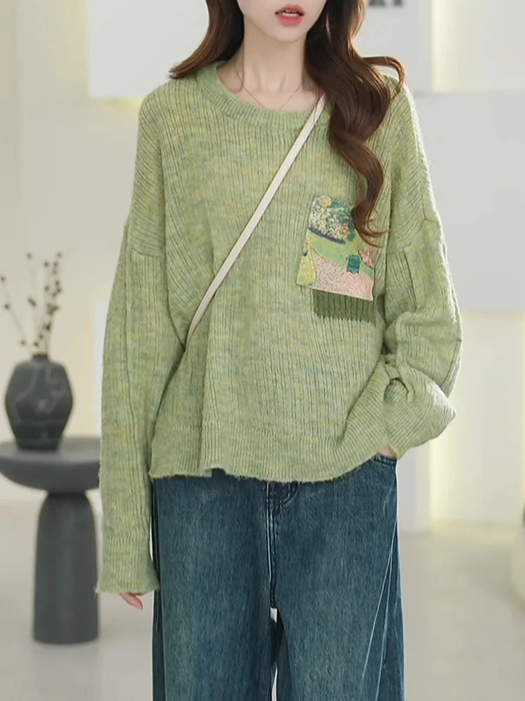 

Корейский вязаный свитер неправильной формы, осенняя новинка 2025 года, больших размеров, белый, подчеркивающий фигуру, женский топ Snow Dr