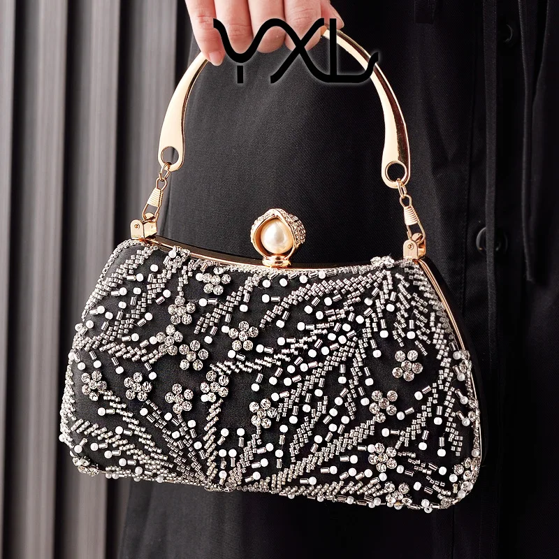 

Сверхмощный вечерний клатч с жемчужной вышивкой, свадебный клатч в европейском стиле, сверкающий вечерний клатч для ежегодных мероприятий