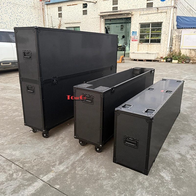 All in Black 85inch Universal Single LCD LED TV ATA Flight Case W/4X4