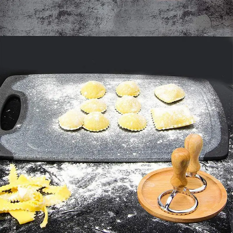 Pasta Cutter Pasta Maker Mold With Wooden Handle Kitchen Attachment For Making Pasta Dumplings Ravioli Lasagna Pierogi And More