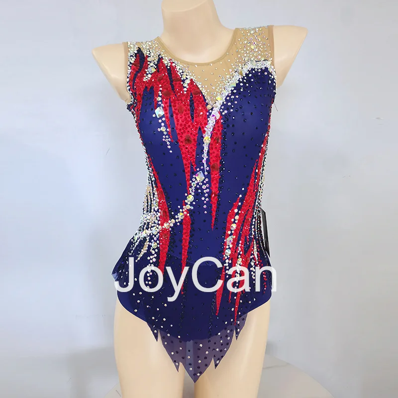 

JoyCan Rhthmic Gymnastics Leotards Girls Women Dark Blue Spandex Elegant Dance Wear for Competitiion