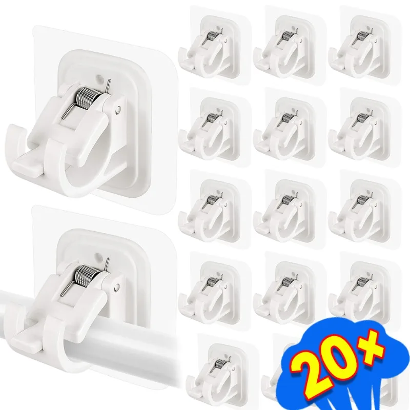 Adjustable Curtain Rod Clip SelfAdhesive Clamp Hook Curtain Holder Wall Bracket Holder NailFree Wall Hanging Clip Storage Holder