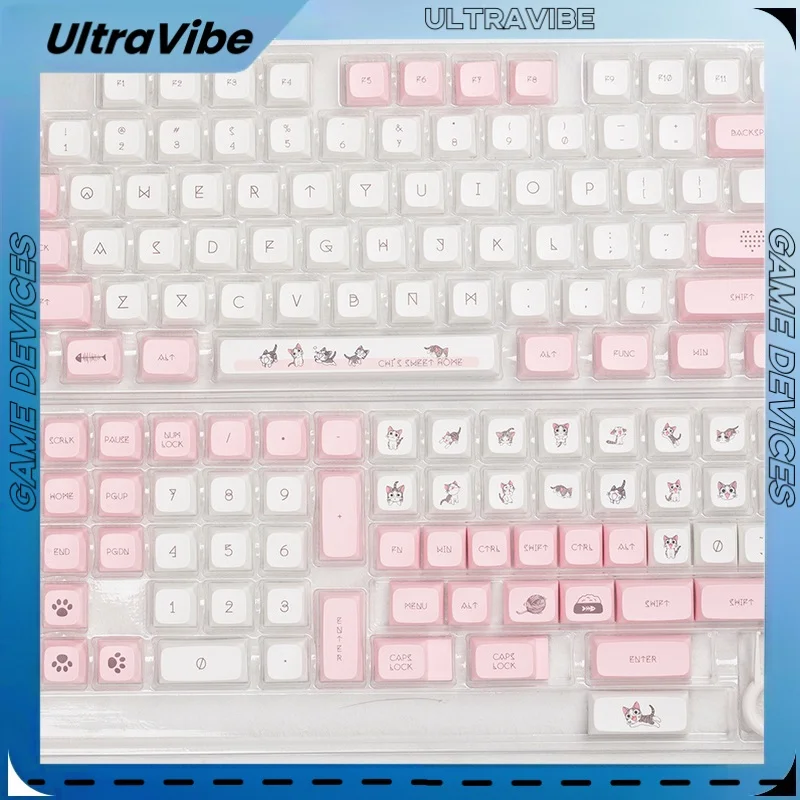 Cat Themed Keycap Mechanical Keyboard Can Be Used With Pbt Heat Sublimation Xda Hight Cute Cat Claws White Pink Series Send Girl