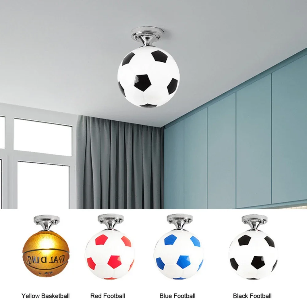 Soccer Ball LED Ceiling Lights 220V E27 Football Bar Club  Lamp Creative Kids Boy's Bedroom Decoration Light Chandelier