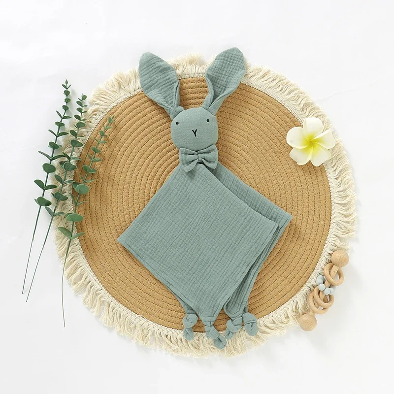 Baby Appeased Towels Cotton Infant Girls Boys Comfort Washcloth Cute Tie Rabbit Newborn Calm Blanket Kid Sleep Toy 37*37CM Bunny