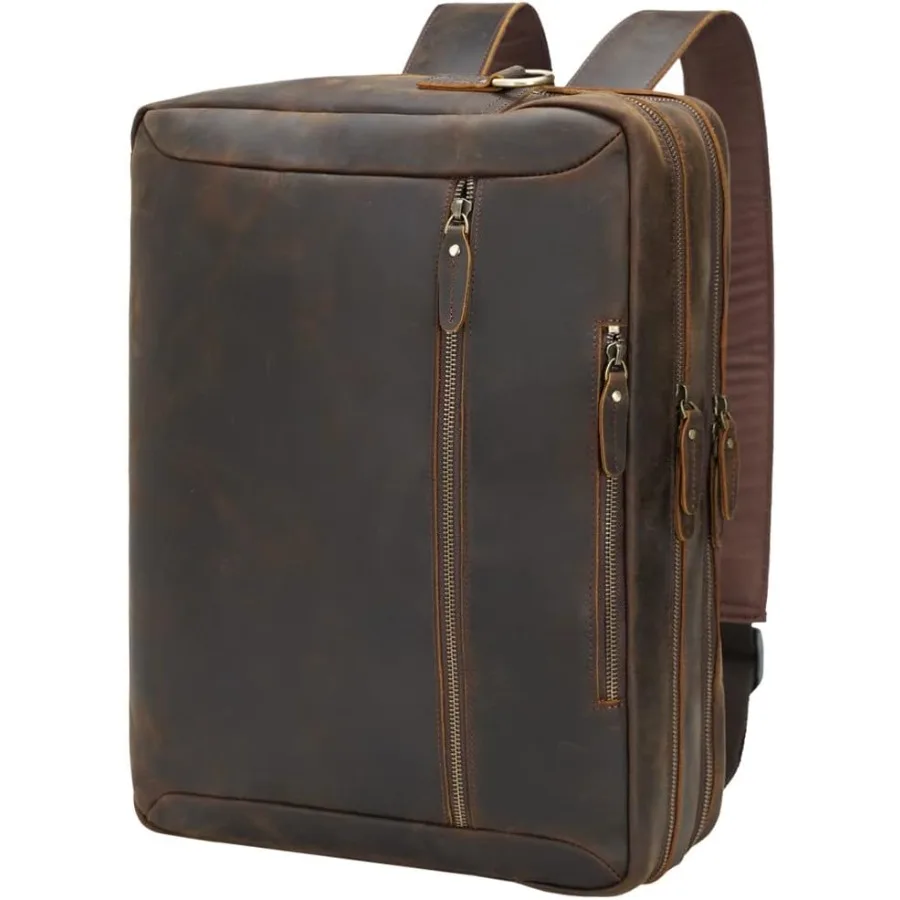 حقيبة ظهر جلدية قابلة للتحويل من TIDING للرجال مقاس 15.6 بوصة حقيبة كمبيوتر محمول للعمل والسفر عبر الجسم