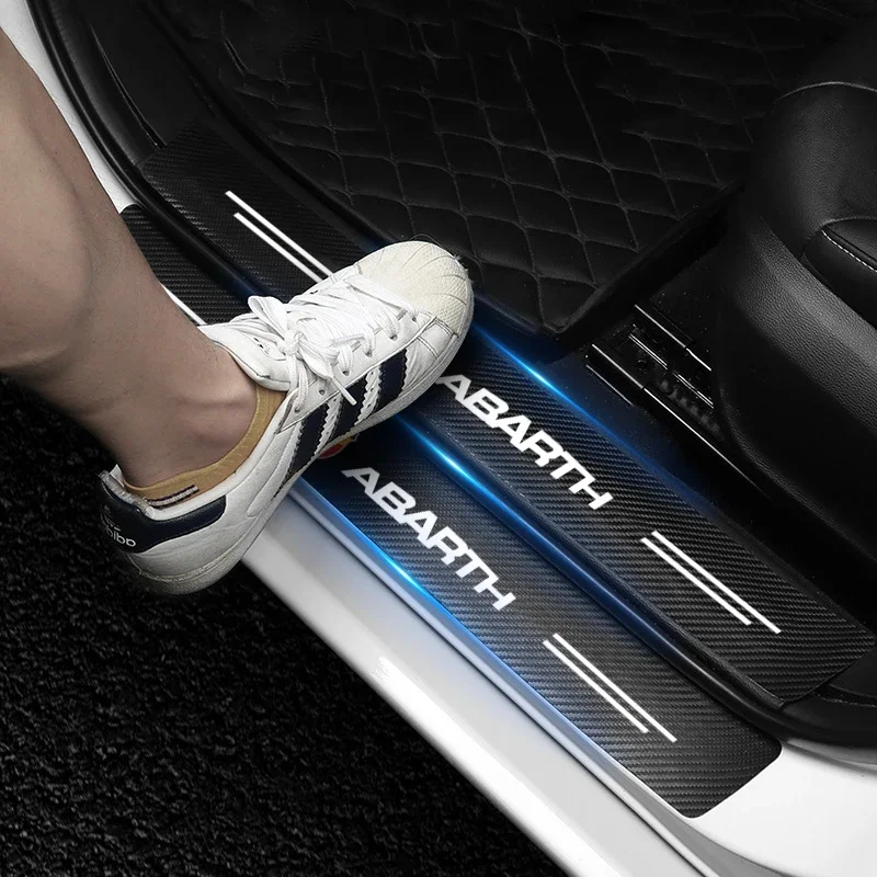 4pcs Door Sill Scuff Protection Strip Suitable for Abarth 595 124 Spider 500 Car Threshold Trunk Decoration Accessory
