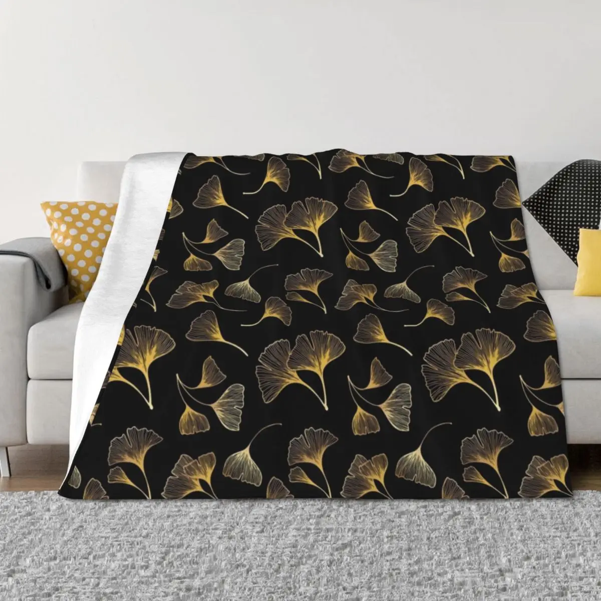 Cute Golden Leaves Throw Blanket Soft heavy to sleep Tourist Flannels Blankets