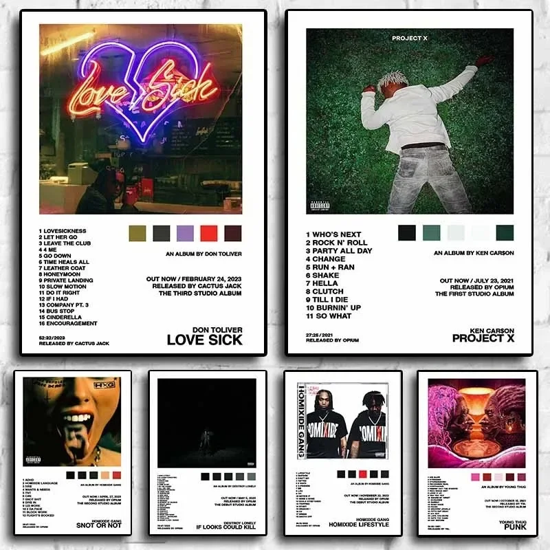 Canvas Print Wall Art Newly Pop Singer Music Album Cover Poster Set Ken Carson Don Toliver GAG Hip Hop Rapper Room Decor