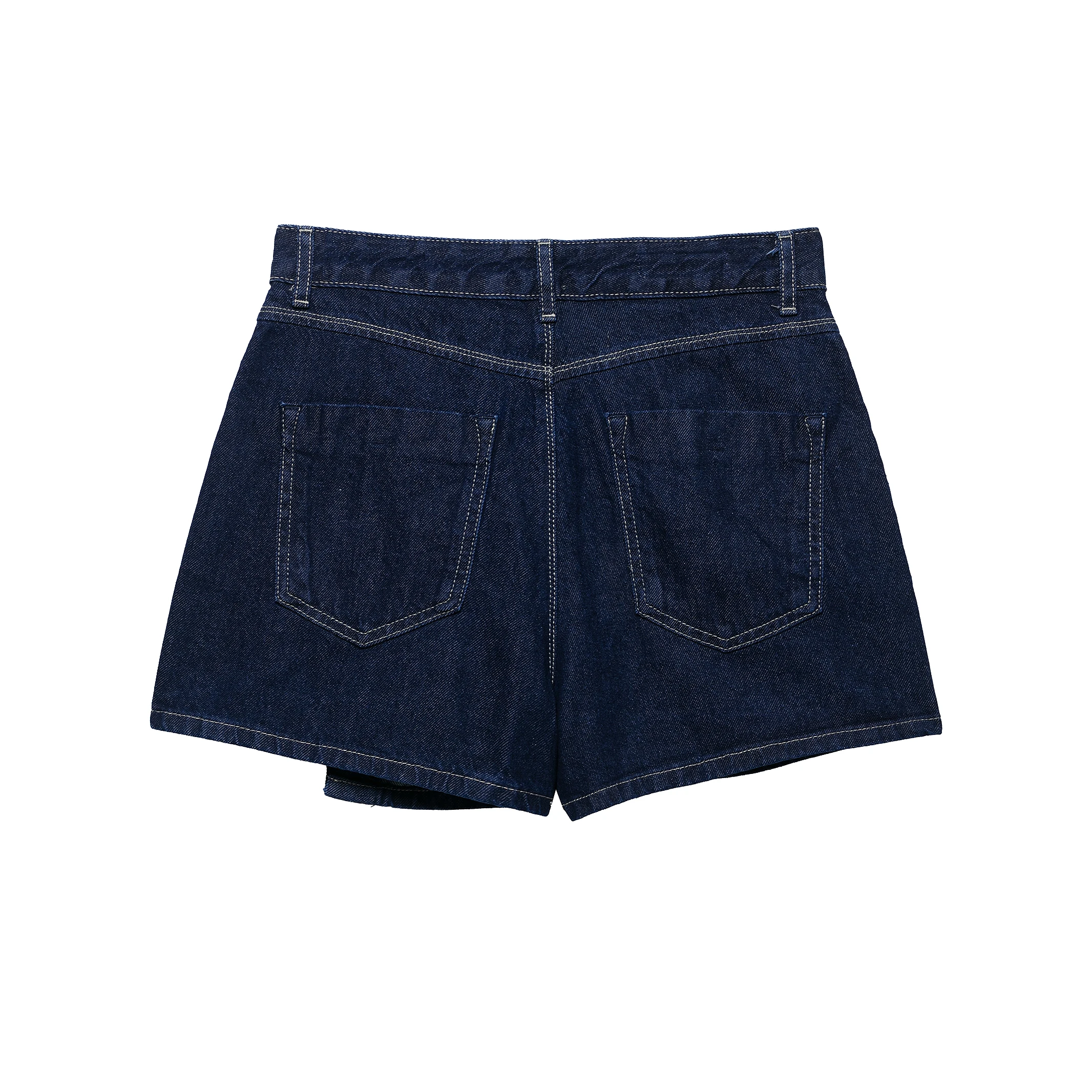 DUOPERI Women Fashion Y2K Denim Navy Blue Front Zipper Mini Skirts Skorts Casual High Waist Female Chic Lady Shorts