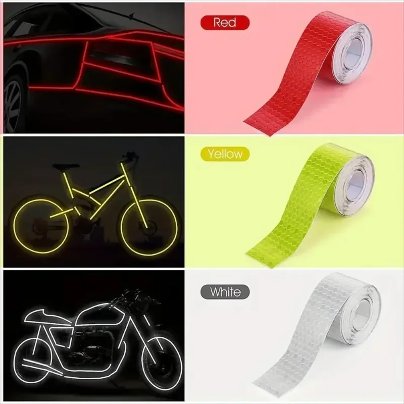 5cm*3m Car Reflective Tape Safety Warning Car Decoration Sticker Color Grid Reflector Reflective Warning Tape