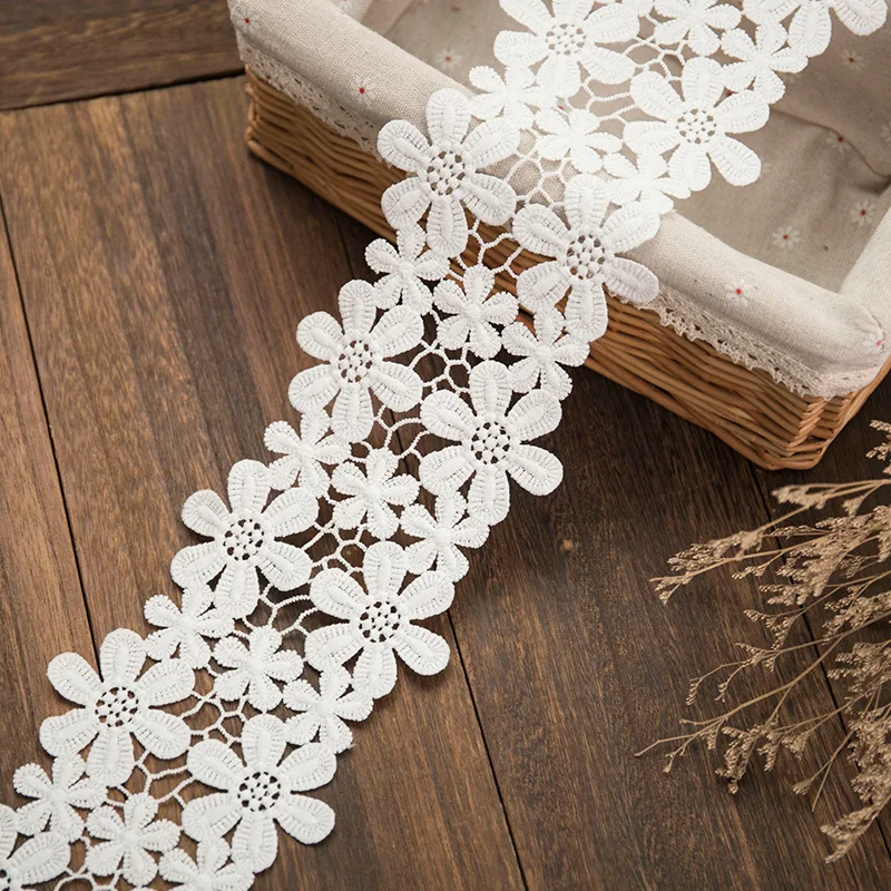 1Yards 11CM Wide Lace Cotton Embroidery Ribbon Lace Trim Skirt Sewing Accessories Clothing Decorative Materials Drop Shipping