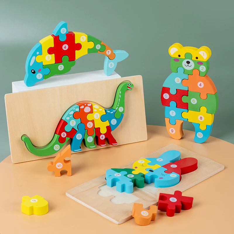 Montessori Wooden Toddler Puzzles for Kids Montessori Toys for Toddlers 2 3 4 Years Old for Toddler Dinosaur Toy