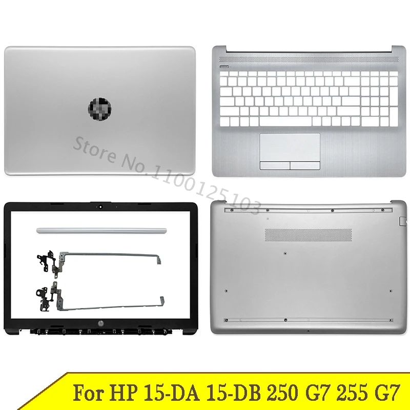 New Laptop LCD Bottom Case For HP 15-DA 15-DB 250 G7 255 G7 TPN-C135 Back Cover Top Back Case Front Bezel Hinges Palmrest Silver