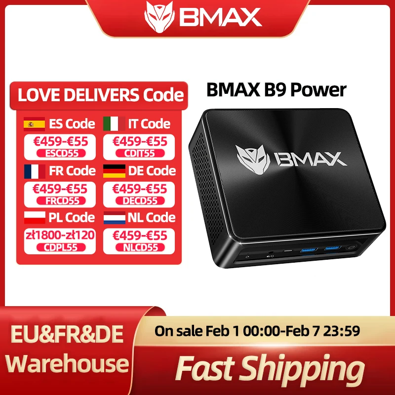 BMAX B9 Power MIni PC Intel 12. Generation Core i9-12900H Intel Iris Xe Graphics 24 GB DDR4 1 TB Hochgeschwindigkeits-SSD Windows 11 WIFI 6