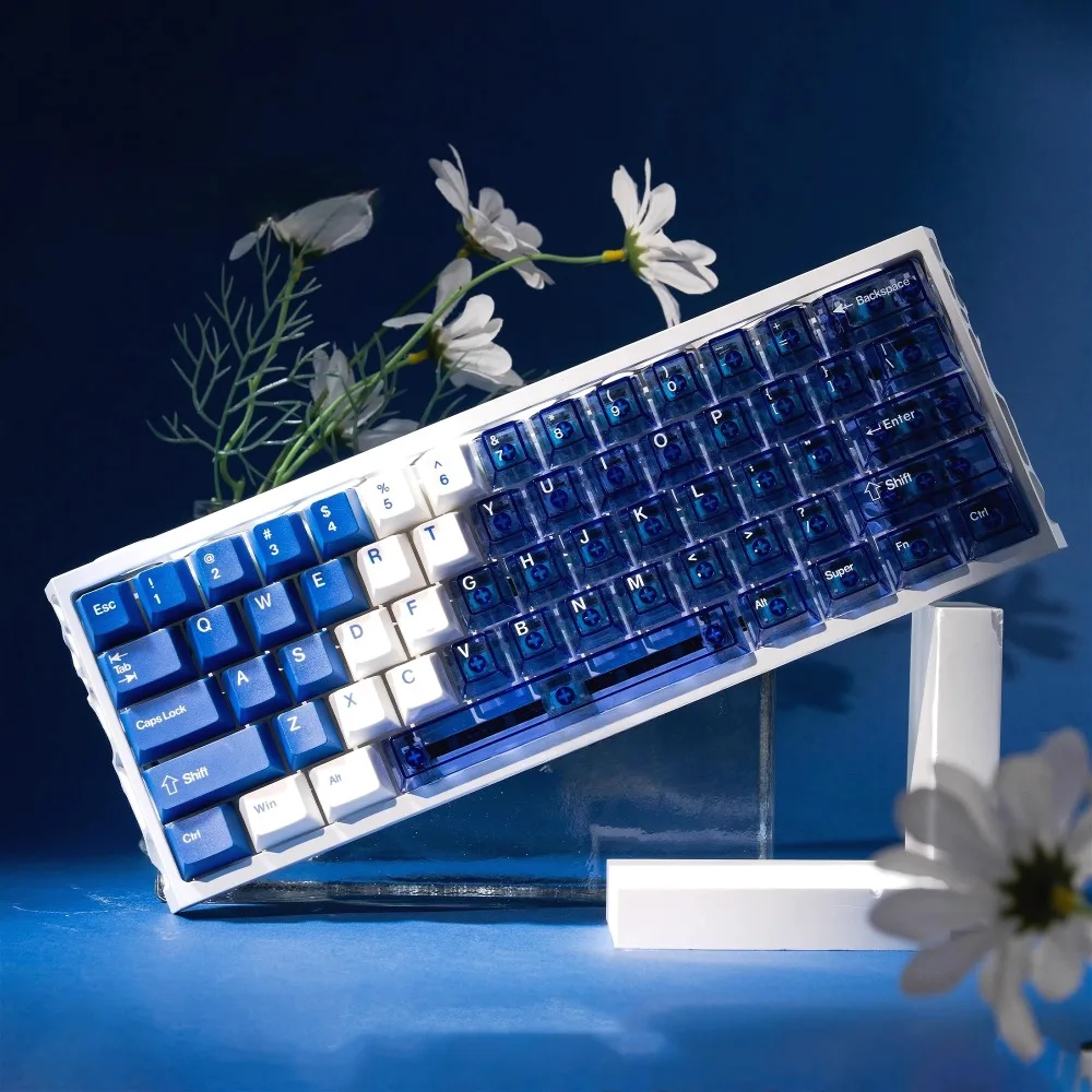 Wooting Keycap 60/68/87 Blue and White Gradual Change Mixed through PBT + PC Custom Keycap Hot Sublimation