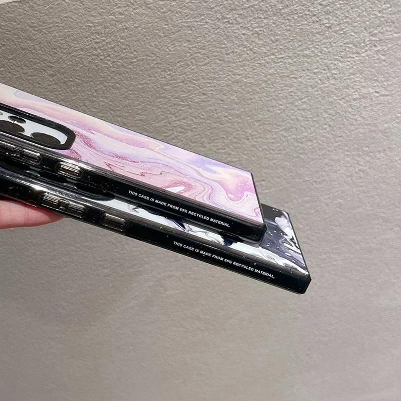 حافظة حدودية سوداء من الأكريليك الرخامي لهاتف سامسونج جالاكسي S25 + بلس S24 S23 Ultra S25U