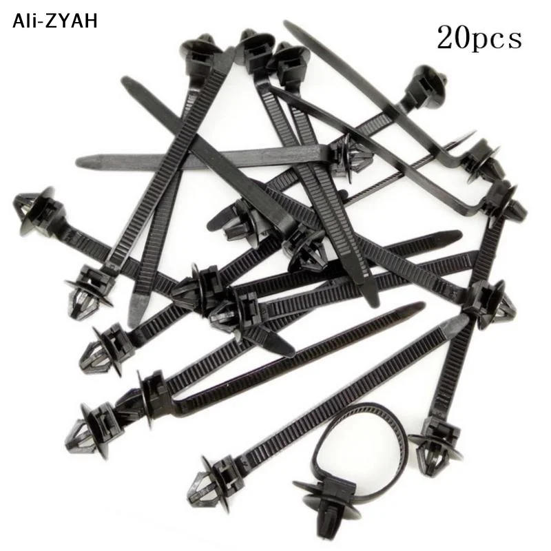 【Ah1】10/20Pcs 2025 Nylon Black Cable Ties Push Mount Wire Harness Fastener Cable Clamp Clips Ties Management Wire Organizers