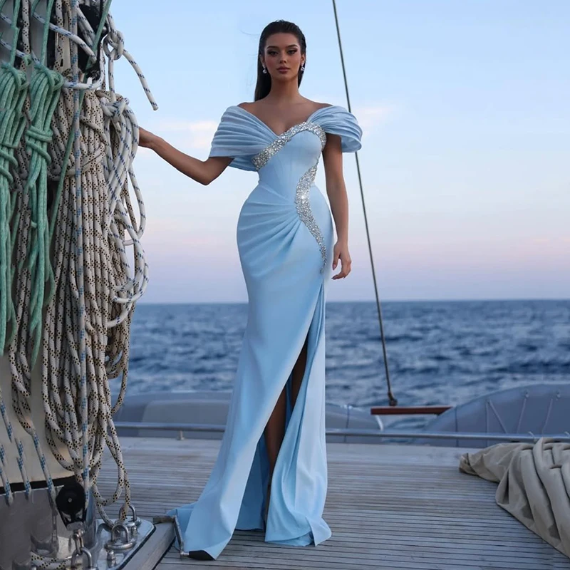 

Thinyfull Sexy Mermaid Prom Evening Dresses Saudi Arabia Sweetheart Crystal Night Party Dress 2025 Cocktail Prom Gown Customized