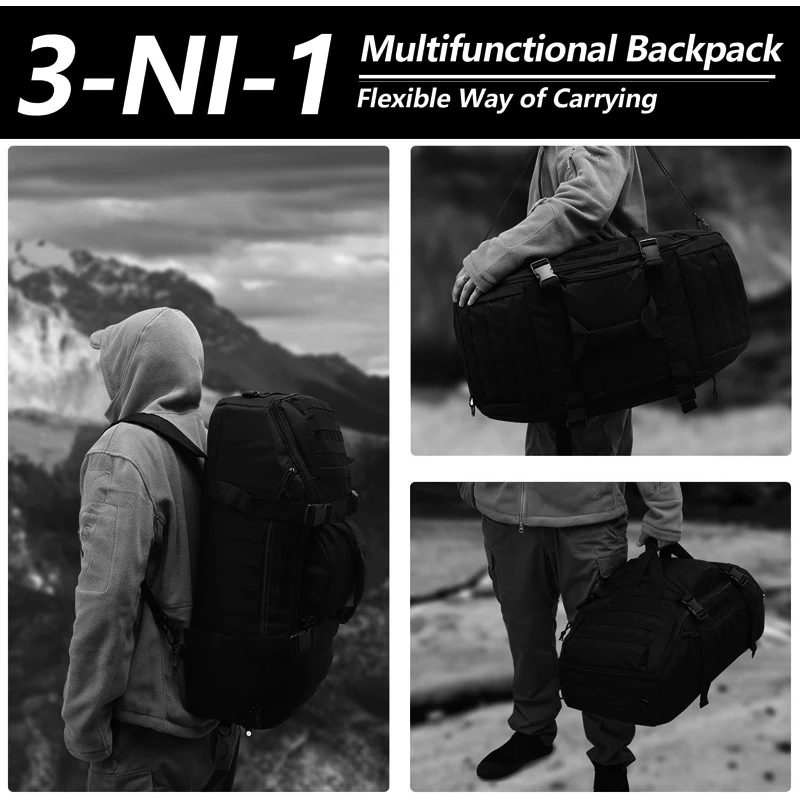 LQARMY 30L 50L 80L Sport Travel Bag Molle Tactical Backpack Gym Fitness Bag Large Duffle Bags for Camping Hunting Fishing
