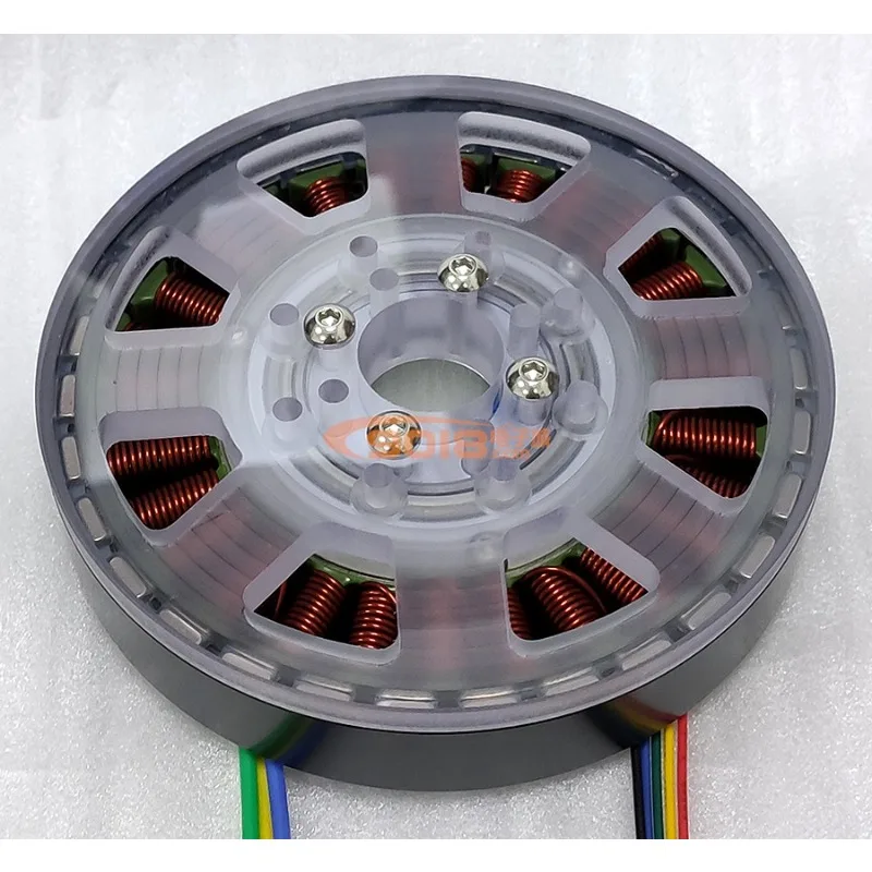 Haoji 300W Disc DC Brushless Motor 27N30P Hollow Shaft Flat Direct Drive Motor, Sensory Belt Hall