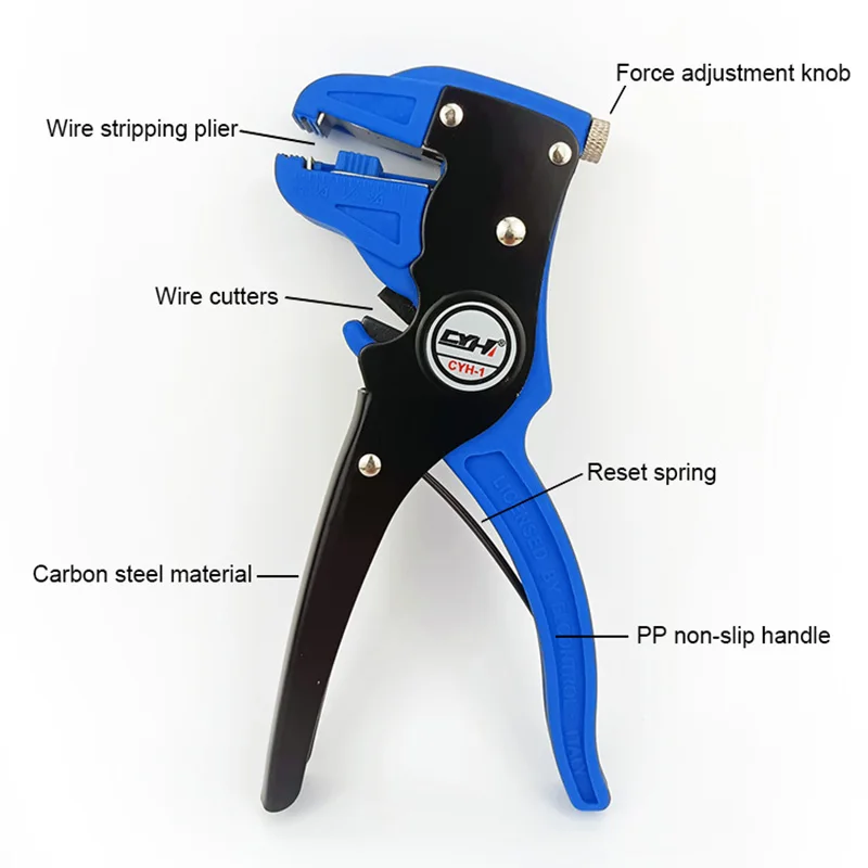 Bomurph Automatic Wire Stripper and Cutter, 2 in 1 Adjustable Electrical Cable Wire Stripping Tool Eagle Nose Pliers