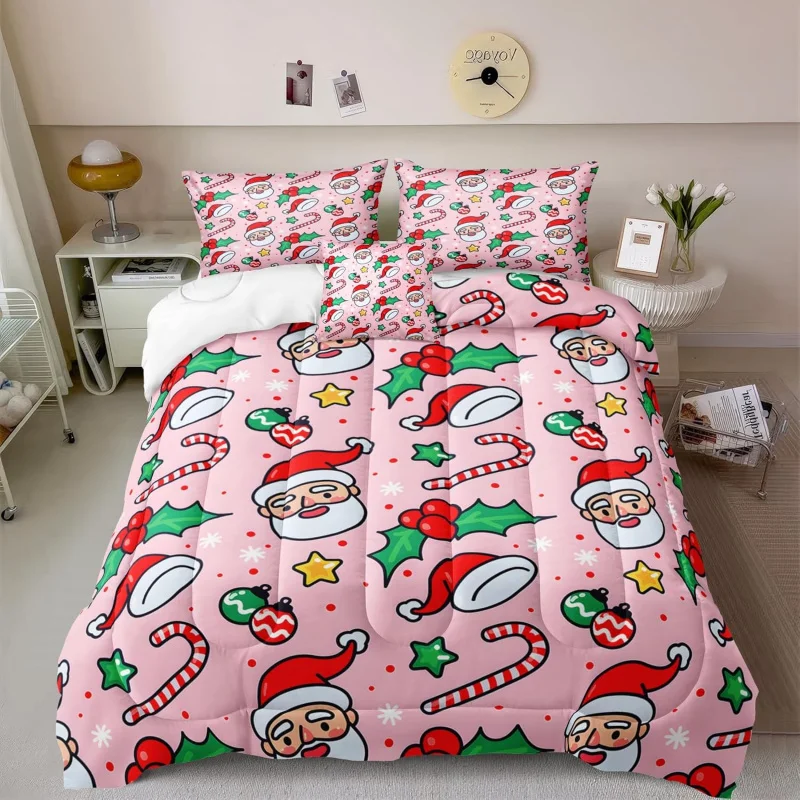 Cartoon Santa Claus duvet set, Christmas bedding set, 3-piece set