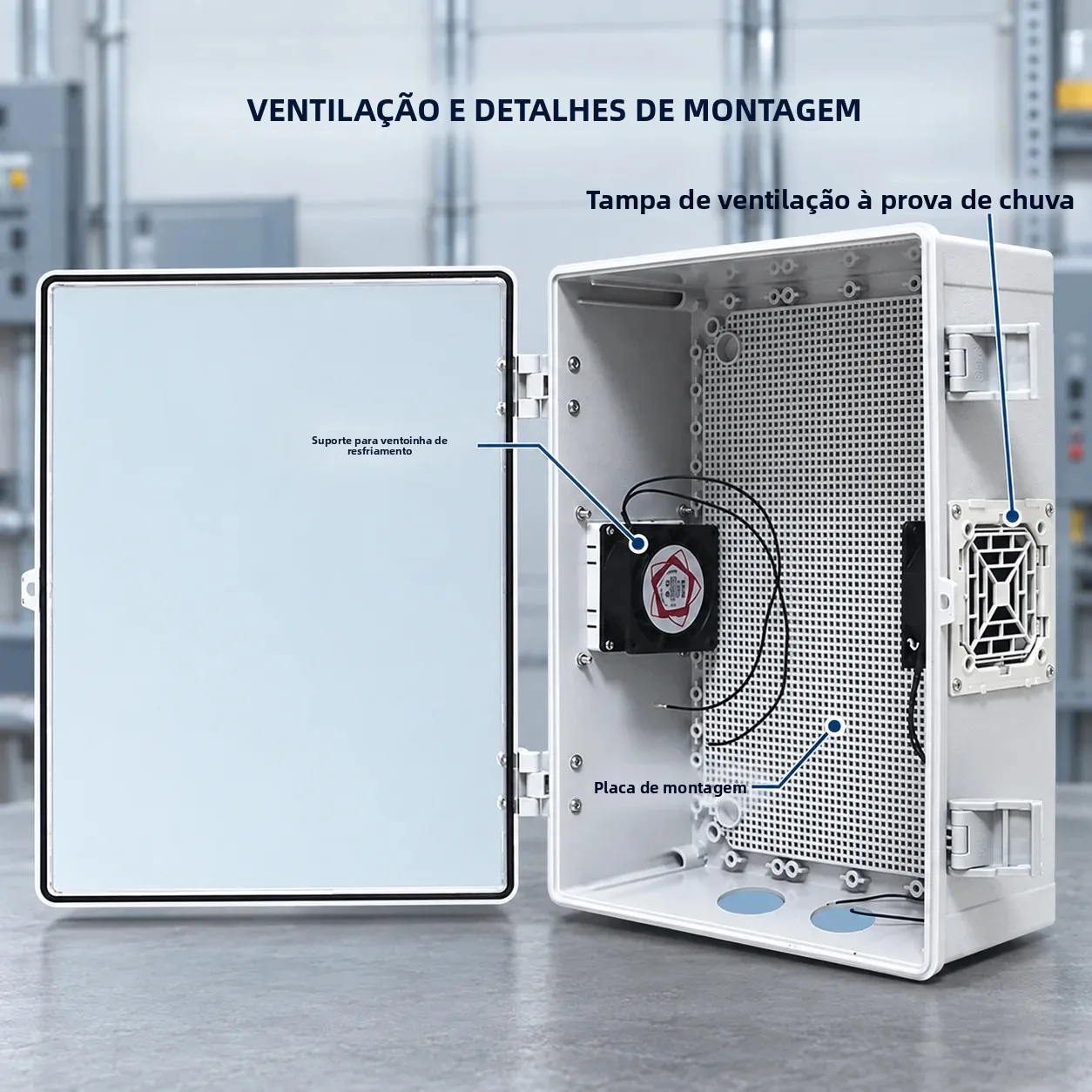 electric-meter-control-box-ventilated-plastic-distribution-box-rainproof-heat-dissipation-holes-monitoring-junction-box