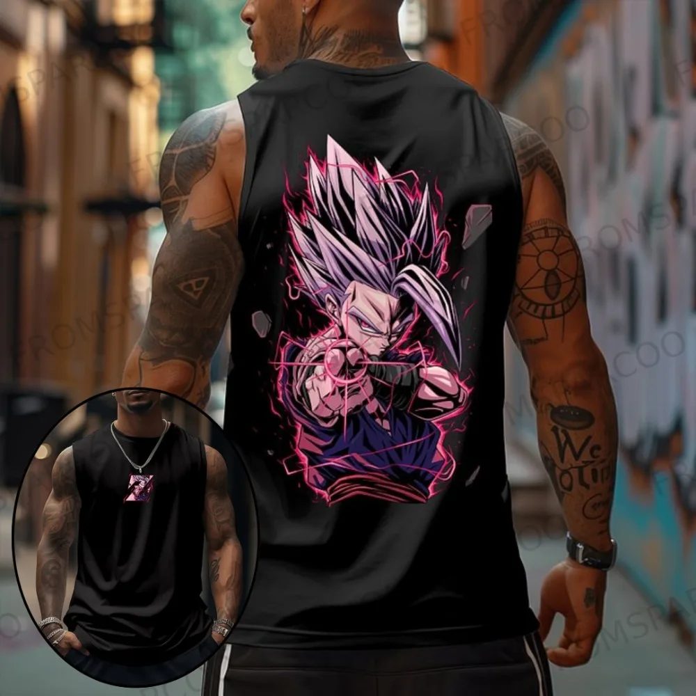 Dragon Ball Anime Goku Vegeta Peripheral Printed Pure Cotton Tank Top Men's and Women's Loose Sporty Summer Fashion Top