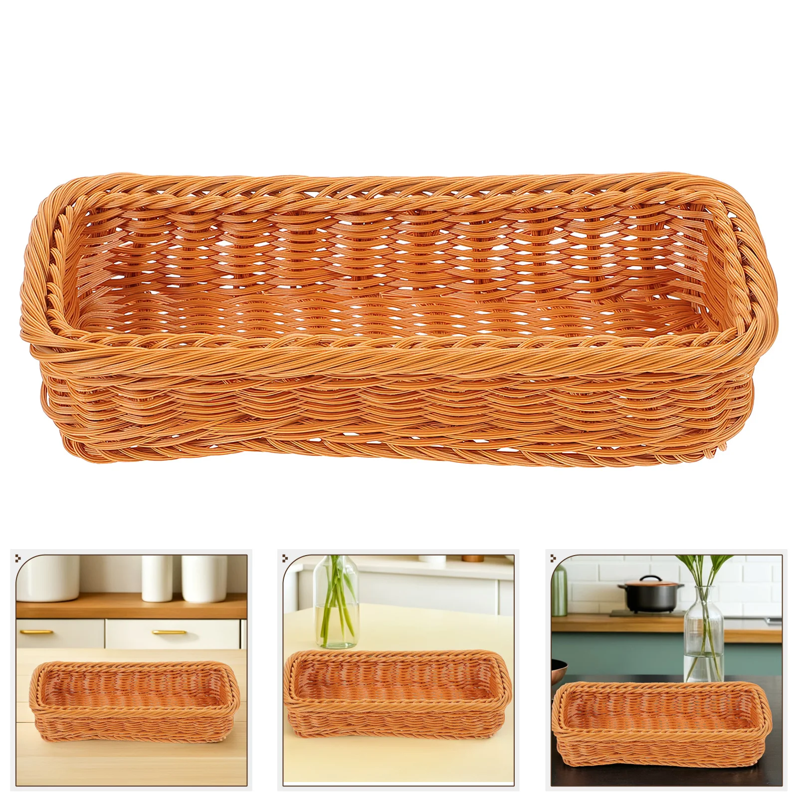 

2 шт. тканая пластиковая корзина для хранения, универсальный органайзер для столовых приборов, баночек для специй, закусок, бытовой держатель для мелочей